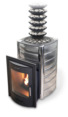 ПБ печь-камин с полукруглым стеклом Регалия Super Inox с нержавеющим конвектором