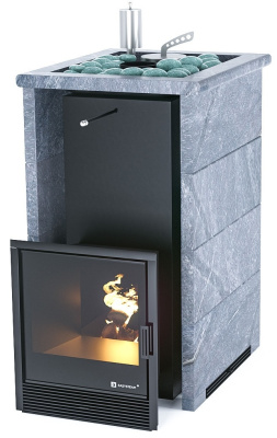 Печь "Сочи" в трехстороннем кожухе с открытым верхом (Талькохлорит)
