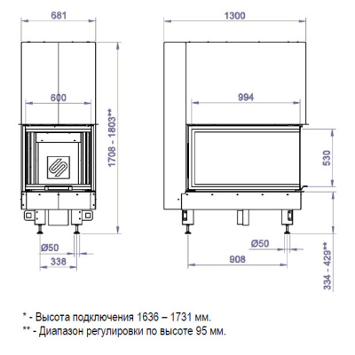 Каминная Топка 3VLF 1000B (Stav) - купить в Краснодаре с доставкой по Краснодарскому краю!