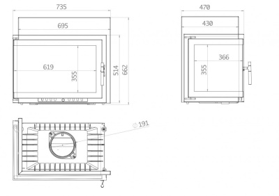 Каминная топка ECT Font/700/L 14 кВт, угловое стекло слева - купить в Краснодаре с доставкой по Краснодарскому краю!