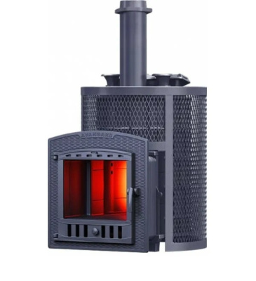 Печь Гефест Авангард ЗКН 35 (П2) Ураган в круглой сетке (Каменка Нержавейка)